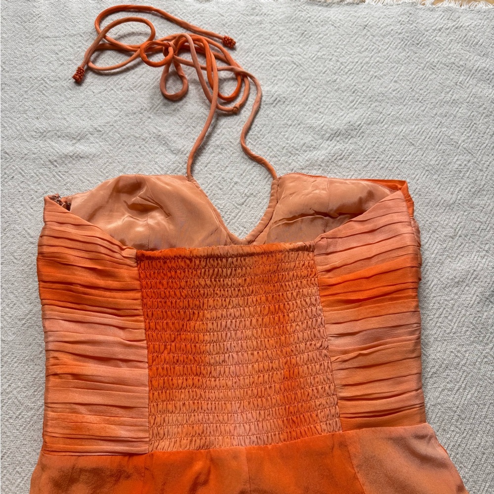 Maria Cher Alagon Toribia Tangerine Silk Ruched Maxi Dress XS - Picture 8 of 10